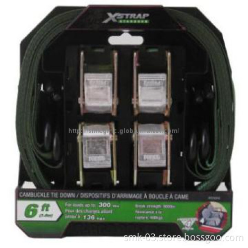 4pcs 1\"x6ft Cambuckle Tie Down